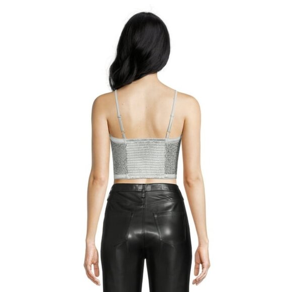 Madden NYC silver glitter sequin bra cup crop top NWOT Size M - Picture 10 of 14